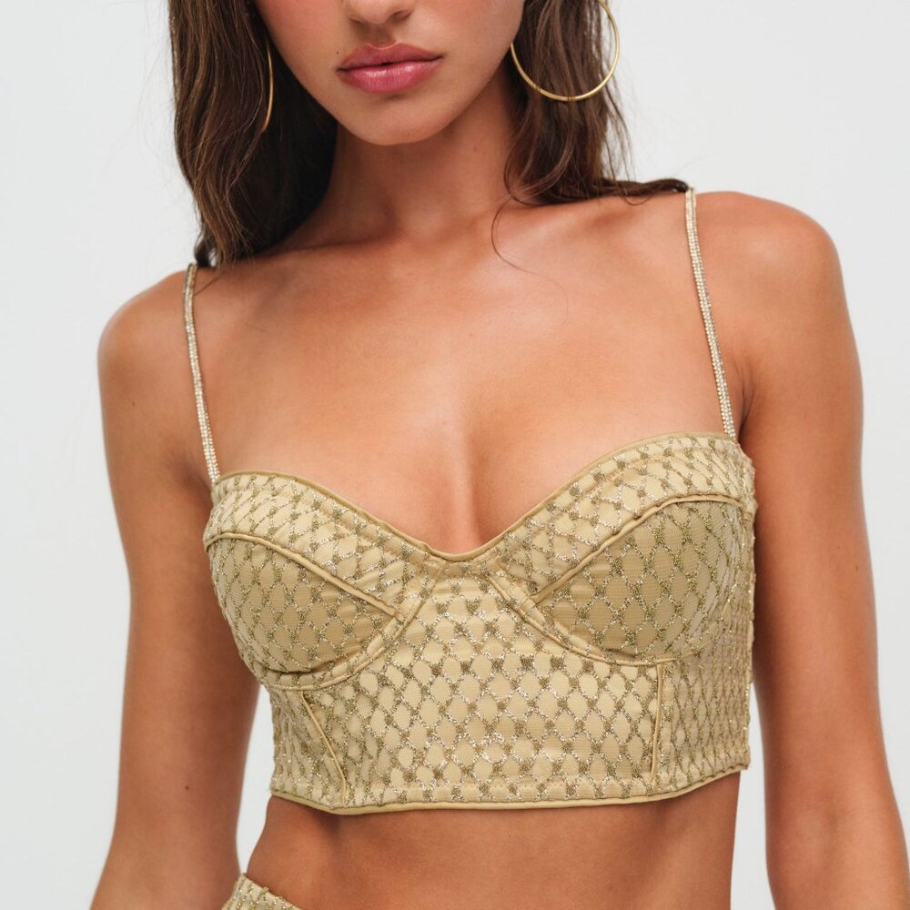 Glitter Grid Bustier Top